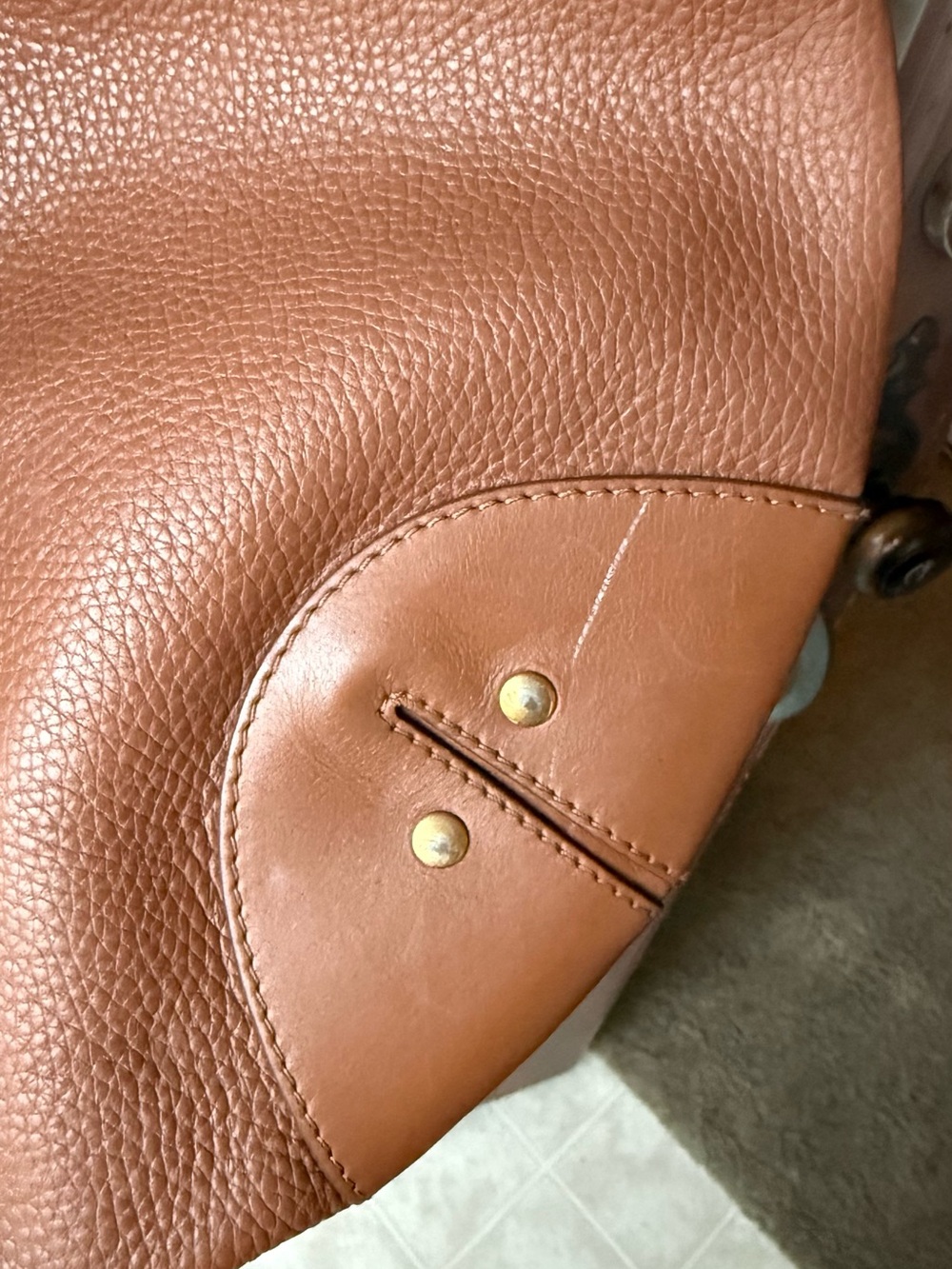Belstaff Cognac Pebble Leather Shoulder Hobo with Gold Hardware - Picture 4 of 9